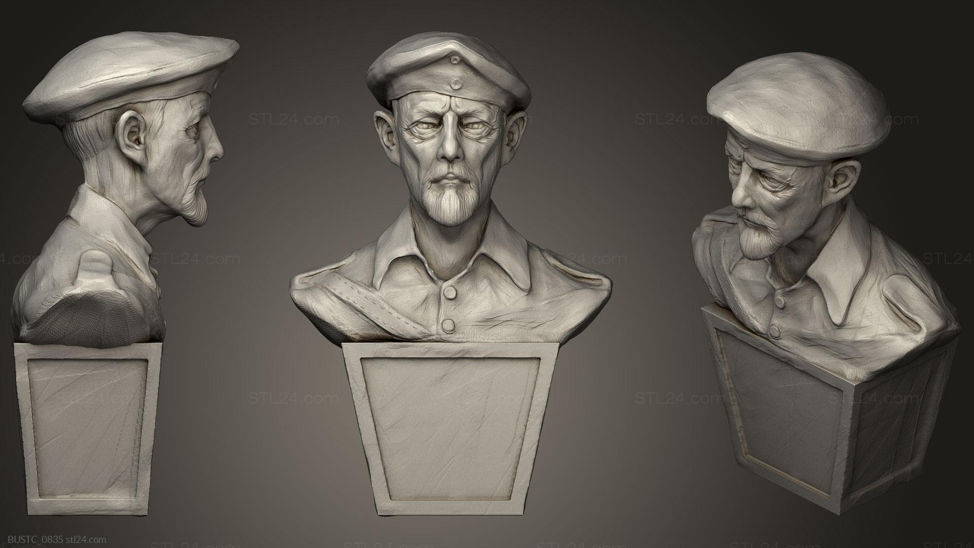Бюсты и барельефы известных личностей (Статуя солдата, BUSTC_0835) 3D модель для ЧПУ станка